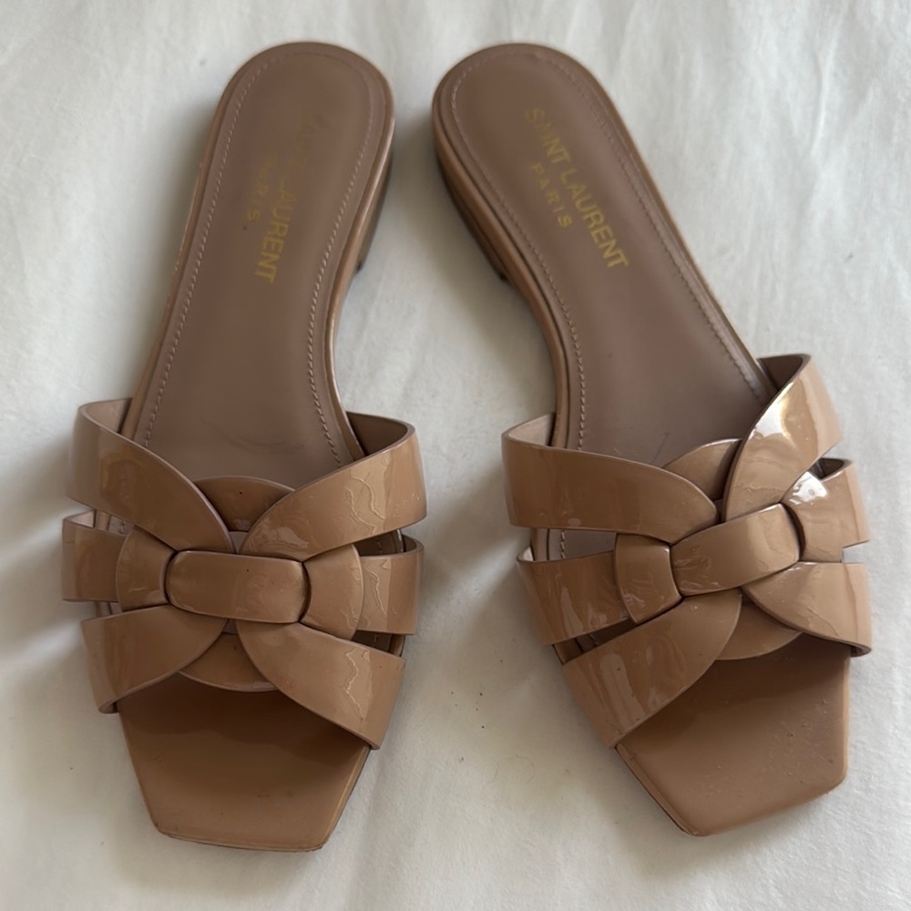 Saint Laurent Women's Tan Slide Sandals